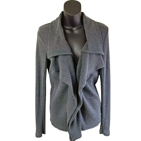 Theory Riva Gray Ribbed Waterfall‎ Open Front Cardigan - Picture 8 of 8